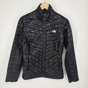The North Face Thermoball Jacket Womens XS Black Quilted Puffer Full Zip Winter